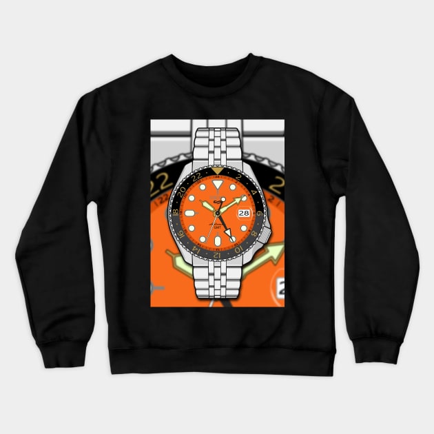 Seiko 5 SKK005 GMT Crewneck Sweatshirt by HSDESIGNS